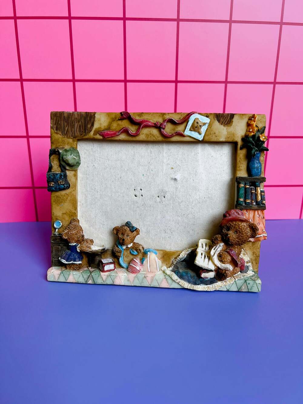 Vintage Storybook Teddy Bear Picture Frame 3.5x5 Cottagecore Nursery